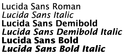 Lucida Sans Complete Family Pack Weights