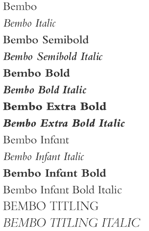 Bembo Complete Weights