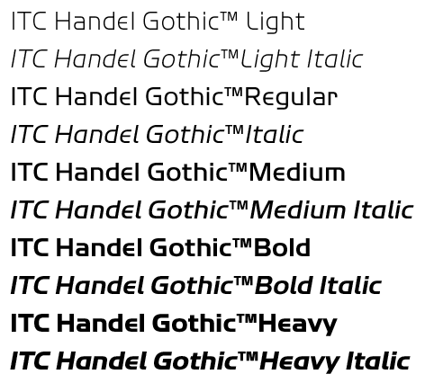 ITC Handel Gothic Complete Family Package Weights