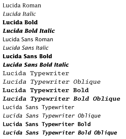 Lucida� Complete Family Pack Weights