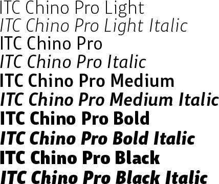 ITC Chino Pro Text Volume Weights