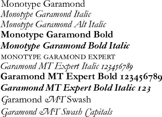 Monotype Garamond Complete Family Pack