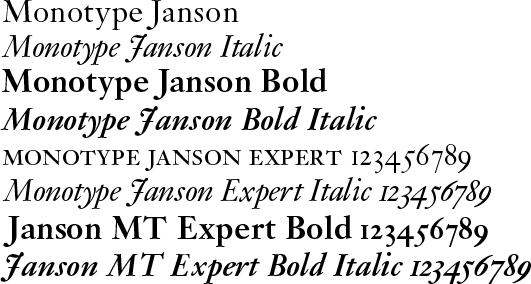Monotype Janson Complete Family Pack
