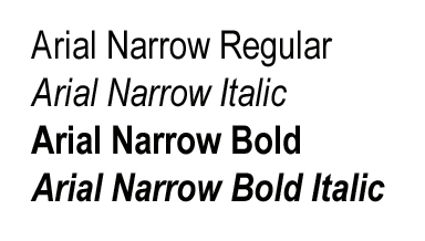 Arial Narrow WGL Volume Weights