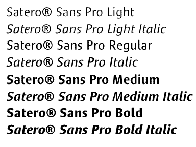 Satero Sans Pro Complete Family Pack Weights