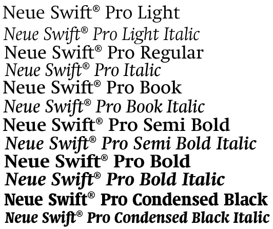 Neue Swift Pro Complete Family Weights