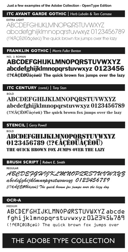 Adobe® Type Collection sample